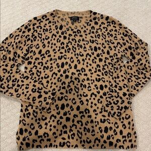J. Crew Cashmere Animal Print Sweater in Tan and Black